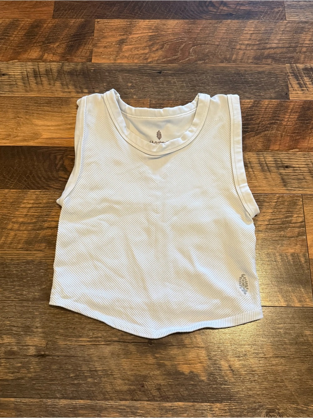 FP Movement by Free People Light Gray Ribbed Cropped Tank Top